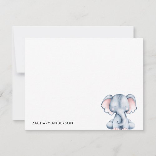 Minimalist Cute Baby Elephant Kids Personalized Note Card