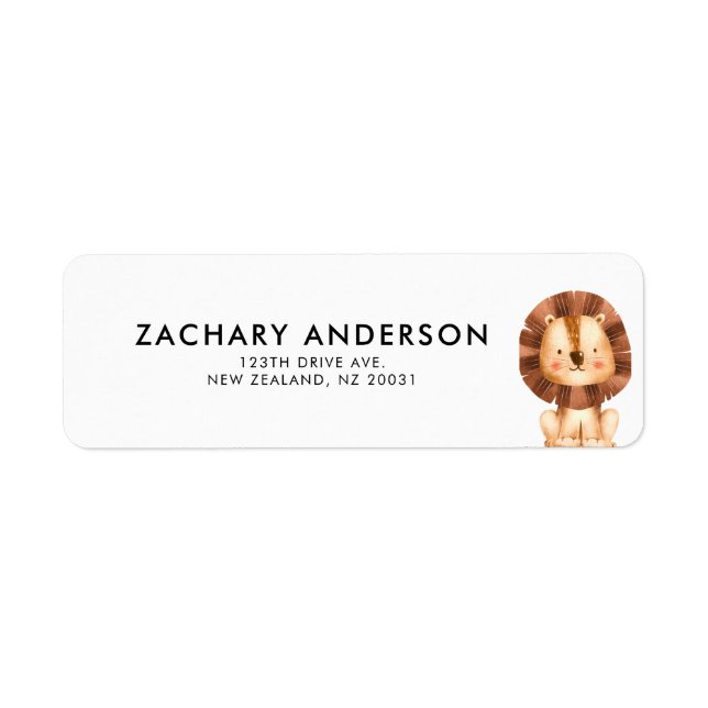 Minimalist Cute Baby Lion Kids Personalized Lab Label (Front)