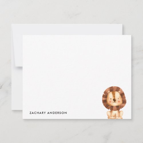Minimalist Cute Baby Lion Kids Personalized Note Card