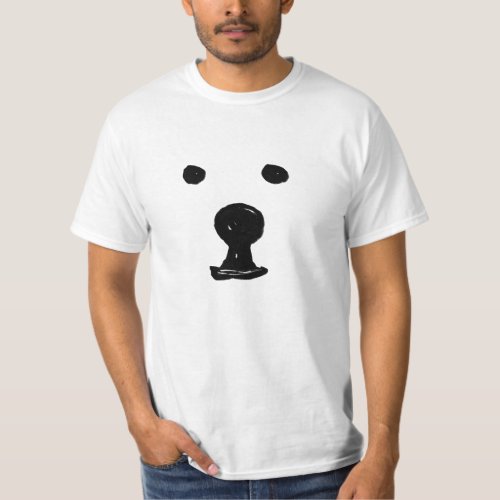 Minimalist Cute Bear Face Sketch T_Shirt Top