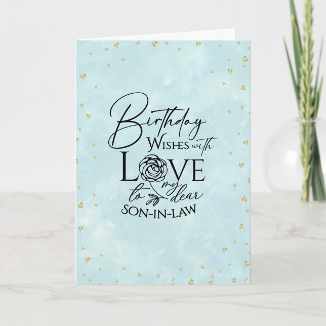 Minimalist Cute Birthday Typography Son-In-Law Card (Front)