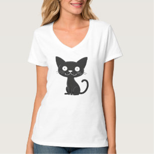 Minimalist Cute Black Cat Cartoon Cat Lover Gift T-Shirt