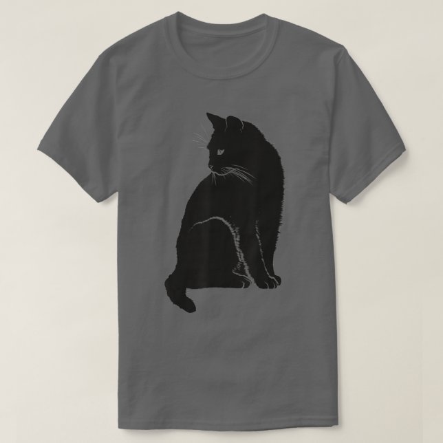 Minimalist Cute Black Cat Owner Feline Art Kitten  T-Shirt (Design Front)