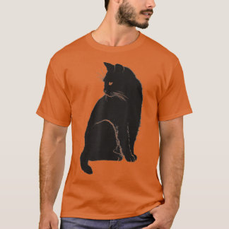 Minimalist Cute Black Cat Owner Feline Art Kitten T-Shirt