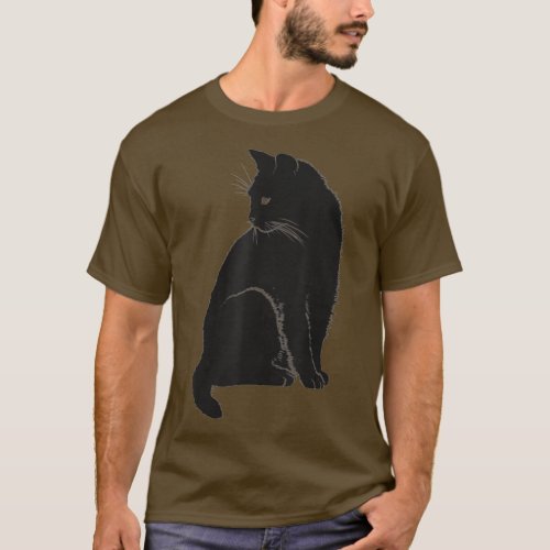 Minimalist Cute Black Cat Owner Feline Art Kitten  T_Shirt
