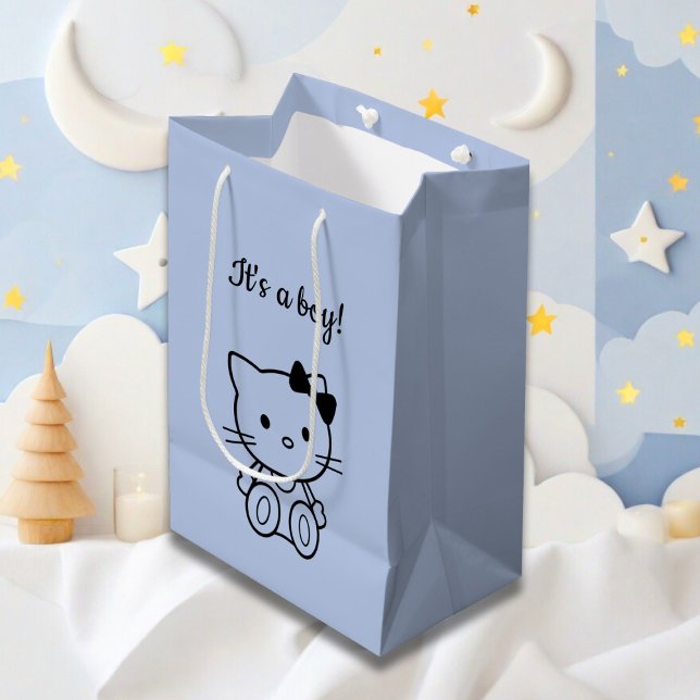 Minimalist Cute Blue Kitty Medium Gift Bag (Creator Uploaded)
