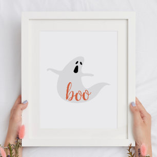 Minimalist Cute Boo Ghost   Kids Halloween Party Poster