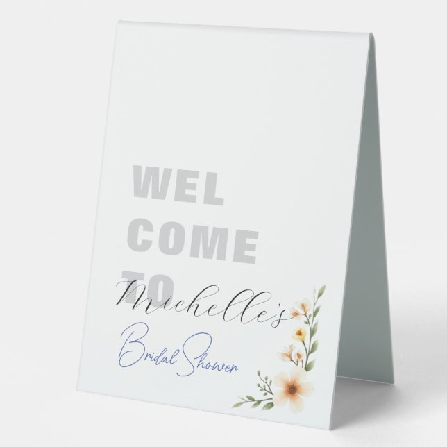 Minimalist Cute Bridal Shower  Table Tent (Front)