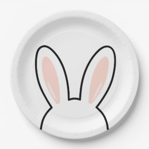 Minimalist Cute Bunny Ears Easter Rabbit Paper Plates