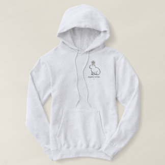 Minimalist Cute Capybara with Daisy Flower Pocket  Hoodie