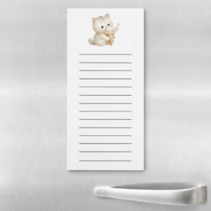 Minimalist Cute Cat with Ice Cream Wide Ruled Magnetic Notepad