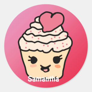 Minimalist Cute Cupcake with a Heart Love Classic Round Sticker