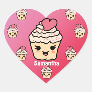 Minimalist Cute Cupcake with a Heart Love Sticker