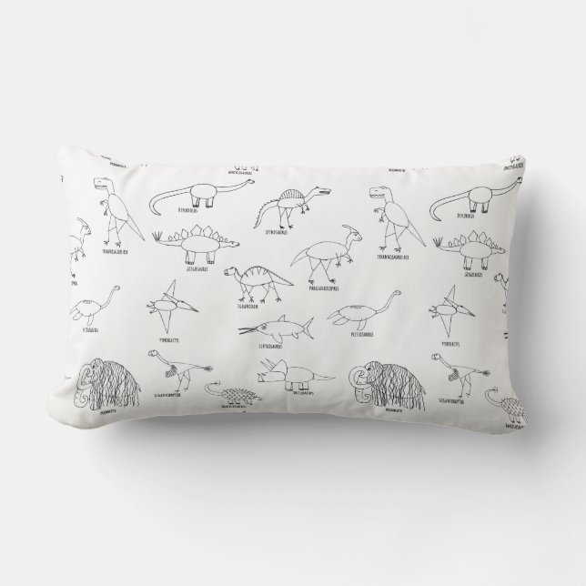 Minimalist Cute Educational Dinosaur Dino Kids    Lumbar Pillow (Front)