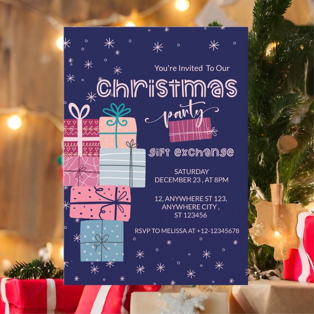 Minimalist Cute Festive Colorful Gift Exchange  Invitation (Creator Uploaded)