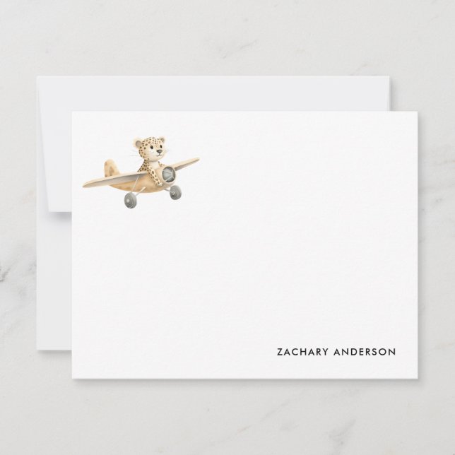 Minimalist Cute Flying Tiger Kids Personalized Note Card (Front)