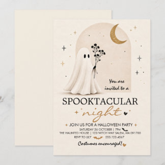 Minimalist Cute Ghost Halloween Party Invitation