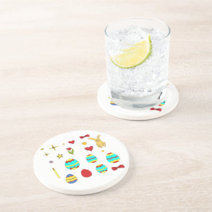 Minimalist Cute Happy Easter cartoon Coaster
