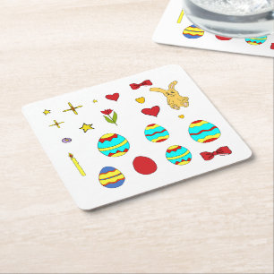 Minimalist Cute Happy Easter cartoon Coaster