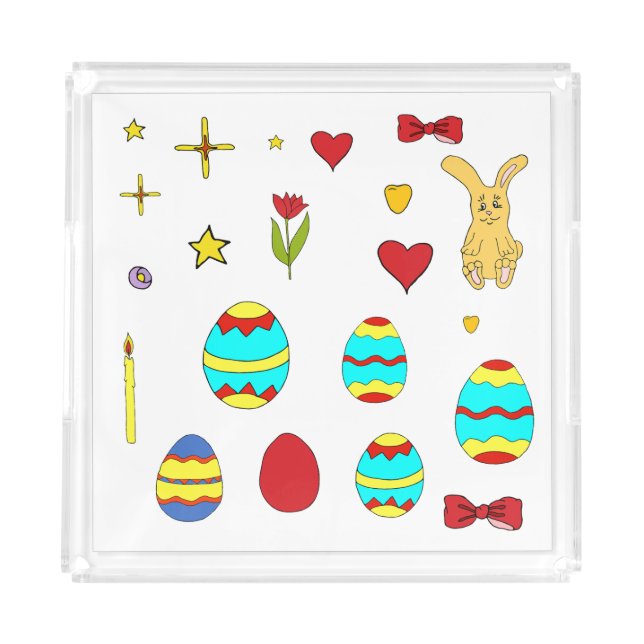 Minimalist Cute  Happy Easter  cartoon  Coaster Acrylic Tray (Front)