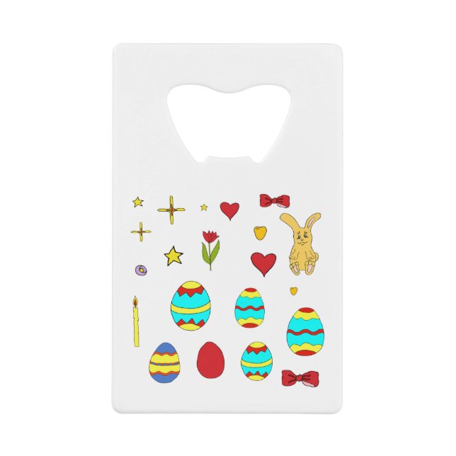 Minimalist Cute  Happy Easter  cartoon    Credit Card Bottle Opener (Front)