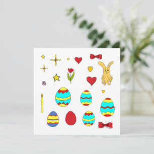 Minimalist Cute Happy Easter cartoon Invitation