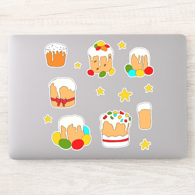 Minimalist Cute  Happy Easter flowers cartoon Stic Sticker (Computer)