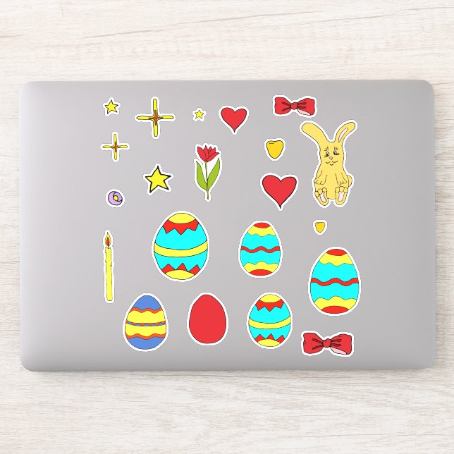 Minimalist Cute  Happy Easter flowers cartoon  Sticker (Computer)