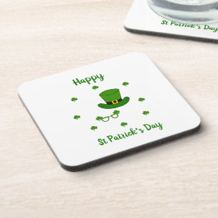 Minimalist Cute Happy St Patrick's Day Beverage Coaster