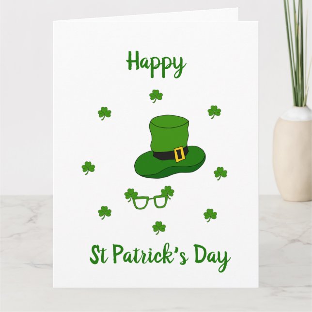 Minimalist  Cute Happy St Patrick's Day   Card (Front)