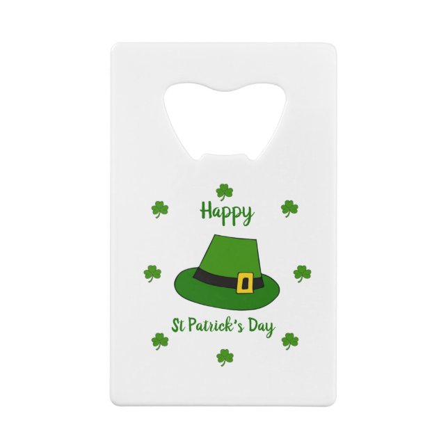 Minimalist  Cute Happy St Patrick's Day    Credit Card Bottle Opener (Back)