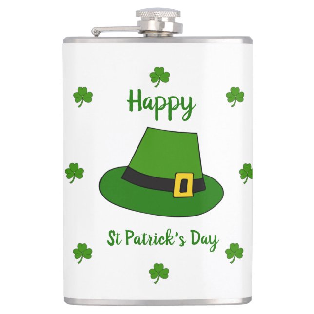 Minimalist  Cute Happy St Patrick's Day   Flask (Front)
