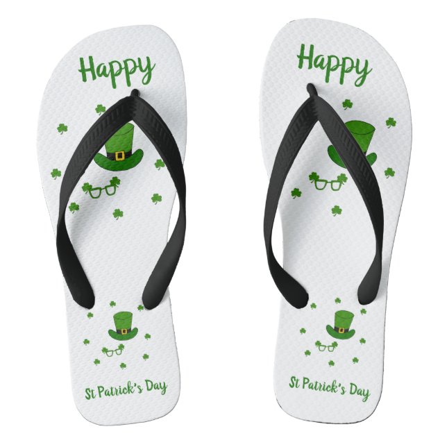 Minimalist  Cute Happy St Patrick's Day   Flip Flops (Footbed)