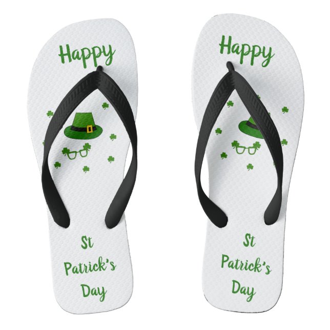 Minimalist  Cute Happy St Patrick's Day    Flip Flops (Footbed)