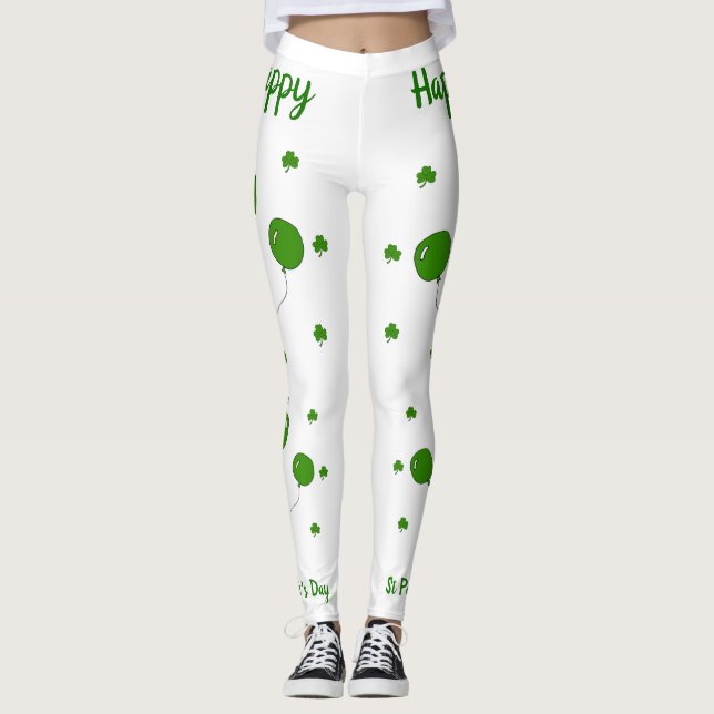 Minimalist  Cute Happy St Patrick's Day      Leggings (Front)
