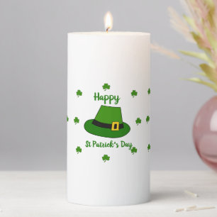 Minimalist Cute Happy St Patrick's Day Pillar Candle