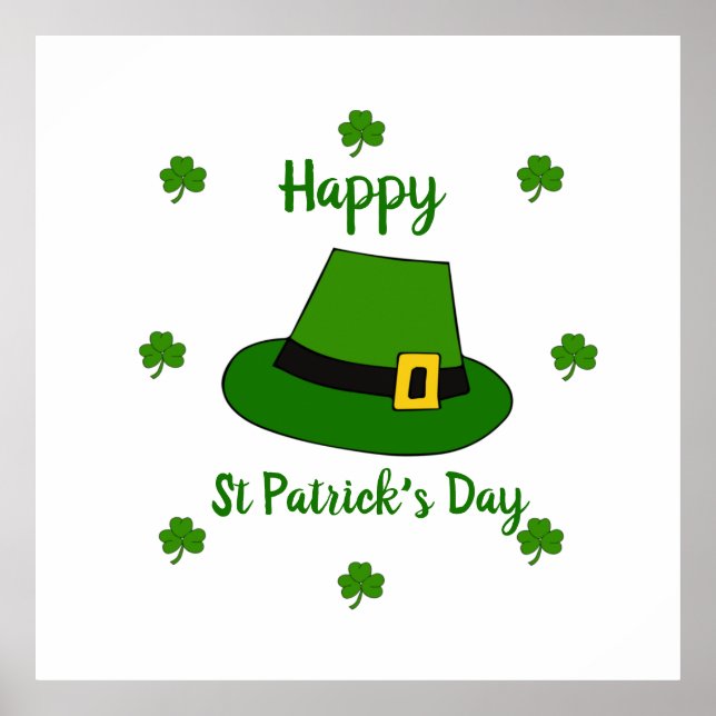 Minimalist  Cute Happy St Patrick's Day  Poster (Front)