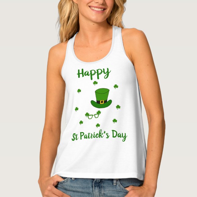 Minimalist  Cute Happy St Patrick's Day  Tank Top (Front)