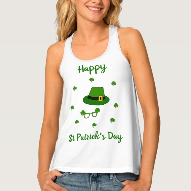 Minimalist  Cute Happy St Patrick's Day   Tank Top (Front)