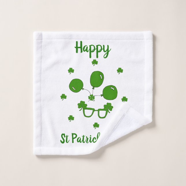 Minimalist  Cute Happy St Patrick's Day   Wash Cloth (Wash Cloth)