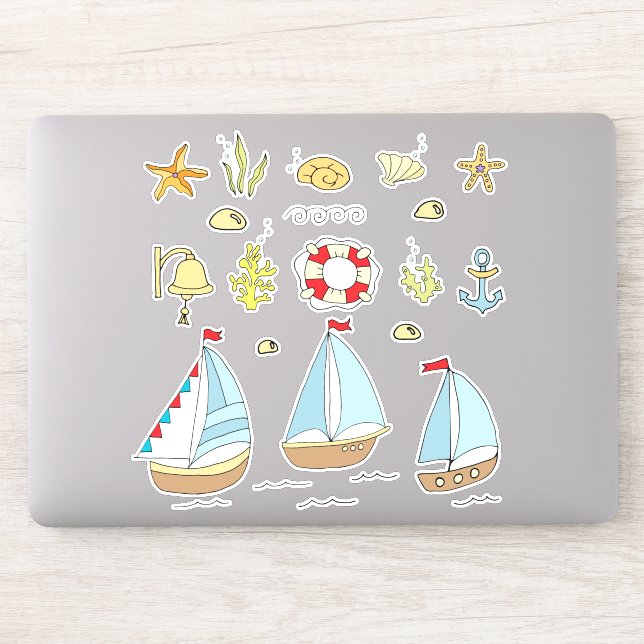 Minimalist Cute Holidays at sea cartoon   Sticker (Computer)