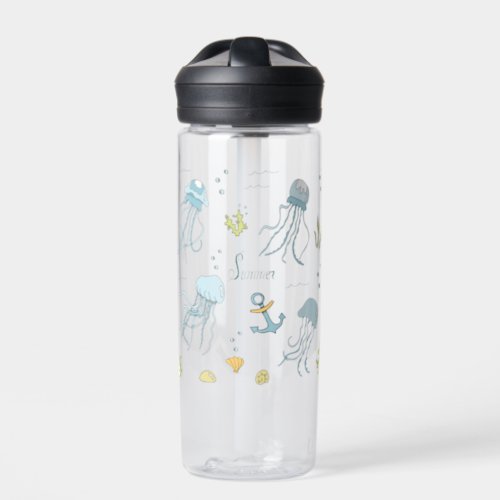 Minimalist Cute Holidays at sea cartoon   Water Bottle