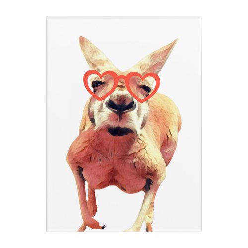 Minimalist  Cute Kangaroo Wearing Glasses Acrylic Print
