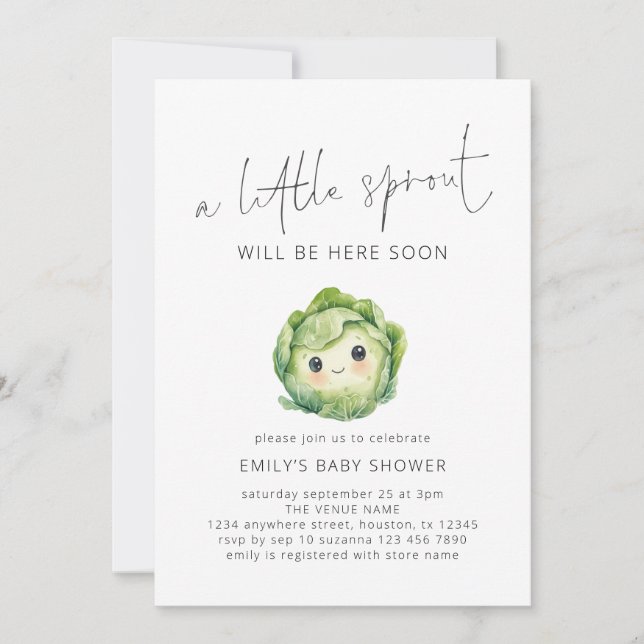 Minimalist Cute Little Sprout Baby Shower  Invitation (Front)
