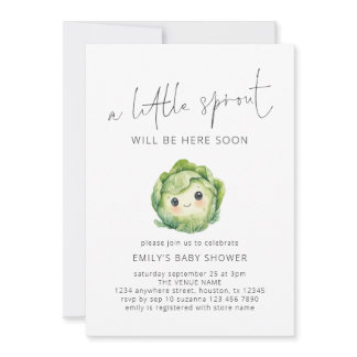Minimalist Cute Little Sprout Baby Shower  Invitation