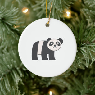Minimalist Cute Panda Bear Flat Art Ceramic Ornament