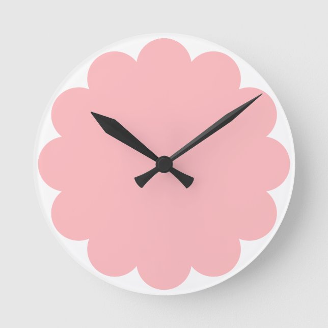 Minimalist Cute Pastel Pink Flower Silhouette  Round Clock (Front)