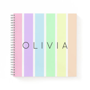 Minimalist cute pastel rainbow multicolour stripe notebook