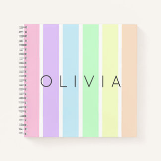 Minimalist cute pastel rainbow multicolour stripe notebook