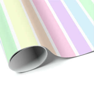 Minimalist cute pastel rainbow multicolour stripe wrapping paper